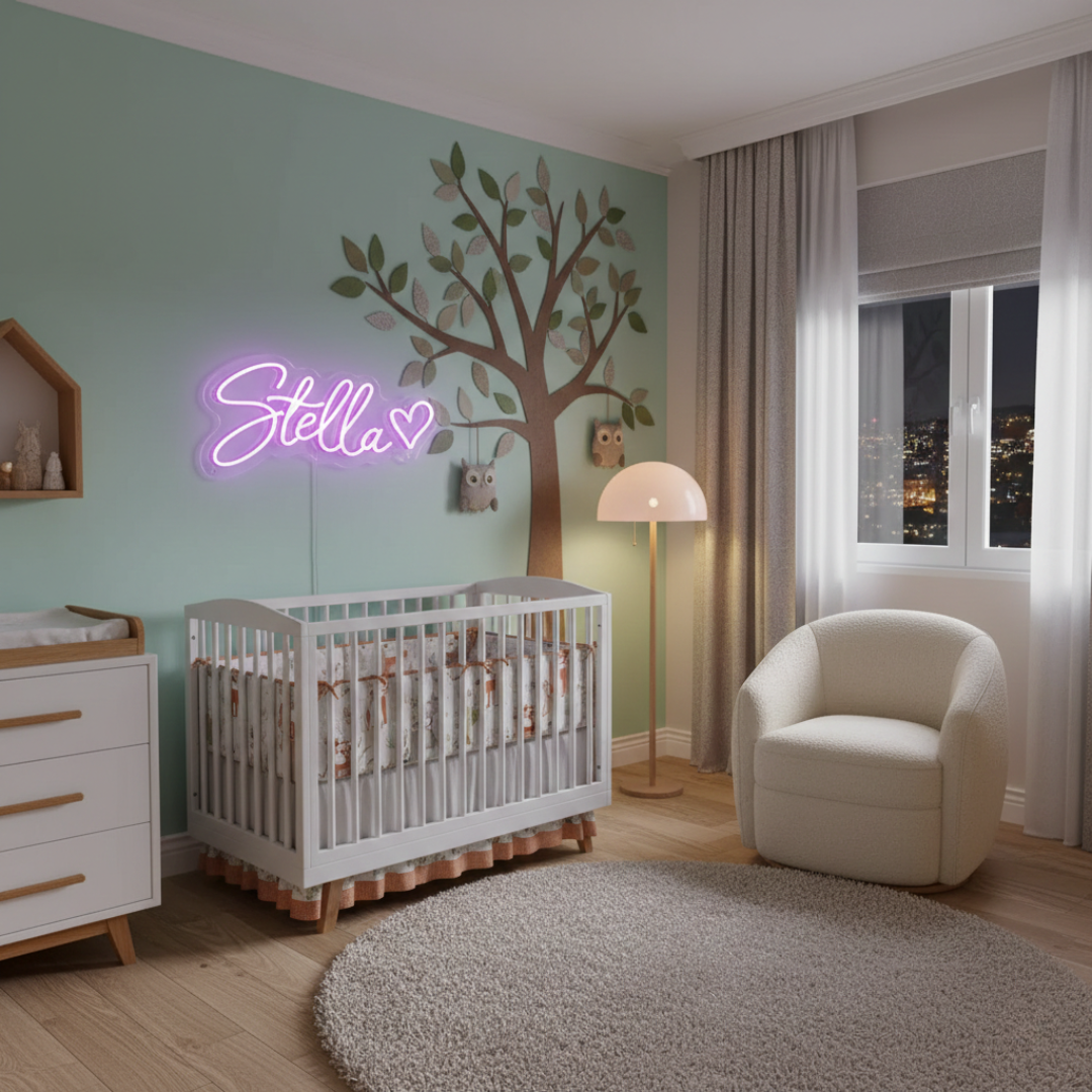Stella" Name LED Neon sign by LEDNeons - glowing softly on a wall, adding a personalized and elegant decorative touch.