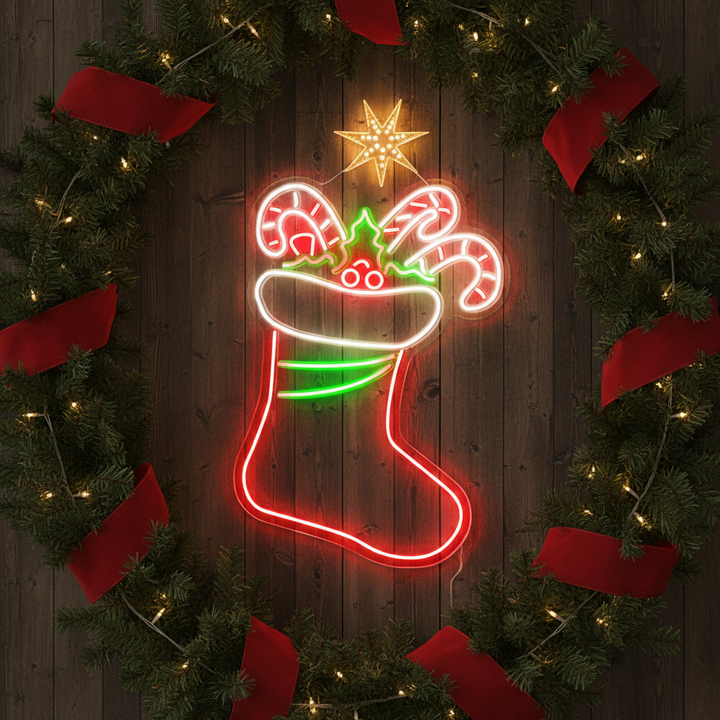 Stocking Merry Christmas Neon Sign by LEDNeons  - Adding holiday warmth to your space.