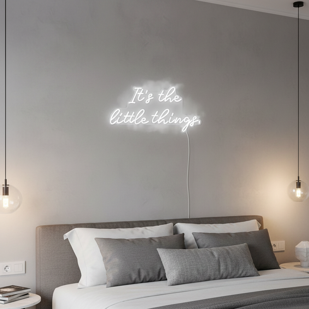 The Little Things LED Neon Sign glowing softly - minimalist inspirational wall décor by LEDNeons