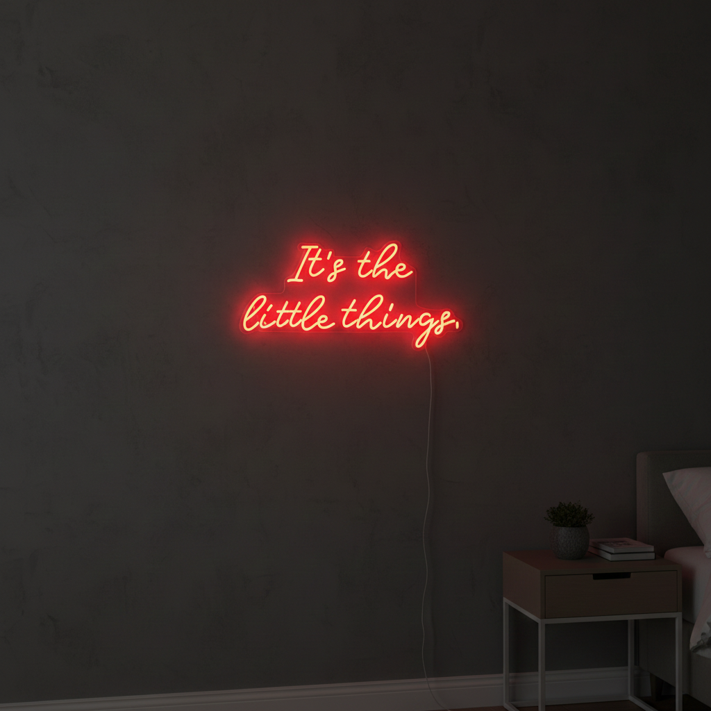 The Little Things LED Neon Sign glowing softly - minimalist inspirational wall décor by LEDNeons