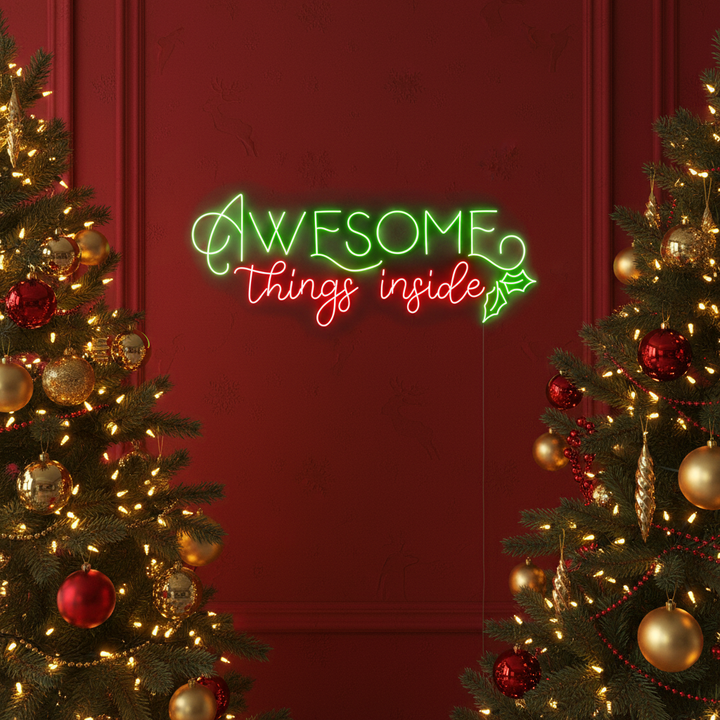 Thing Inside Neon Sign by LEDNeons - illuminated in festive red and green neon lights for a jolly holiday vibe.