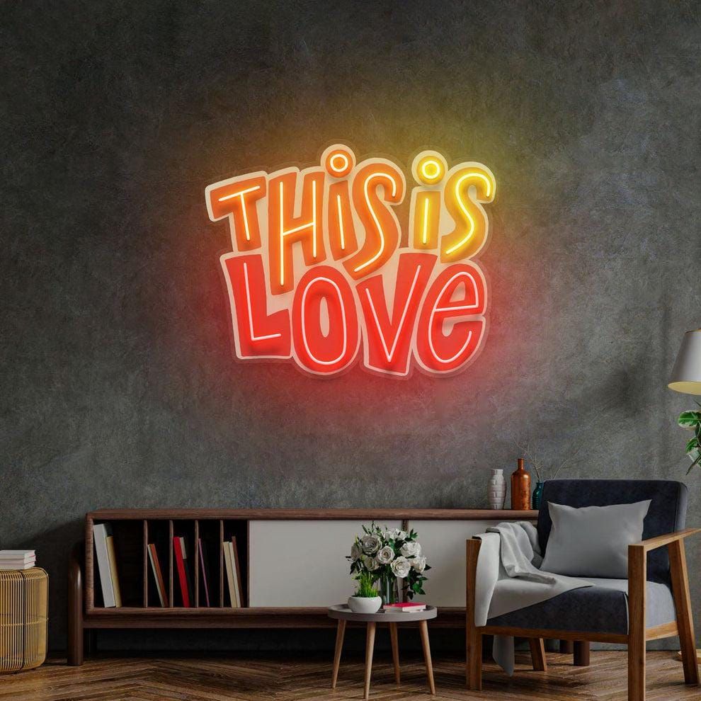 This Is Love UV Art LED Neon Sign by LEDNeons - great for wall décor and celebrations.