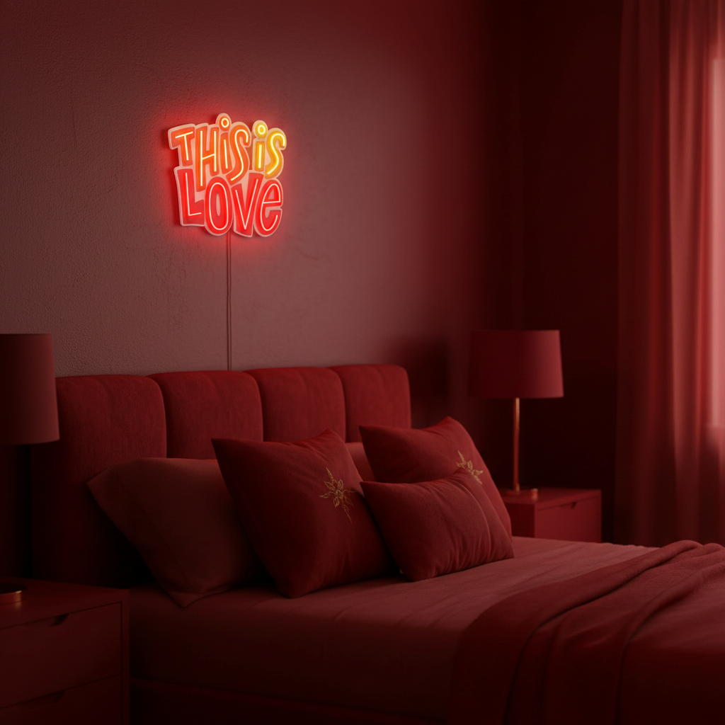 This Is Love UV Art LED Neon Sign by LEDNeons - great for wall décor and celebrations.