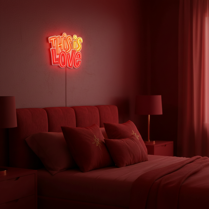 This Is Love UV Art LED Neon Sign by LEDNeons - great for wall décor and celebrations.