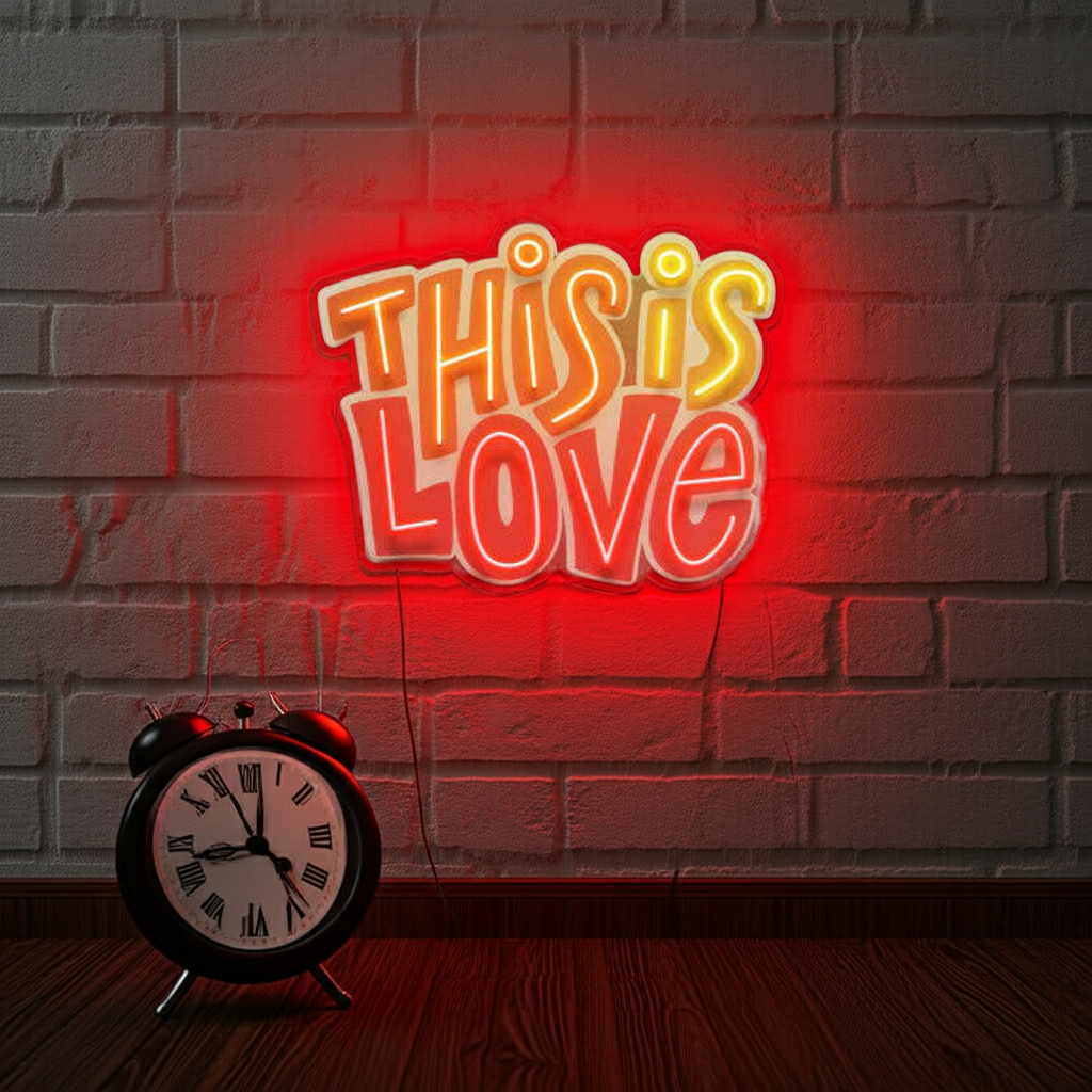 This Is Love UV Art LED Neon Sign by LEDNeons - great for wall décor and celebrations.