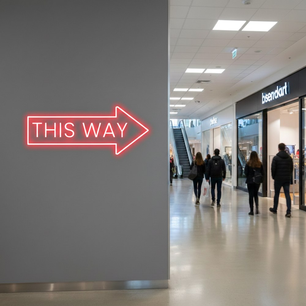 This Way Arrow” Business Neon Sign by LEDNeons - Guide Your Customers with this bright Neon sign 