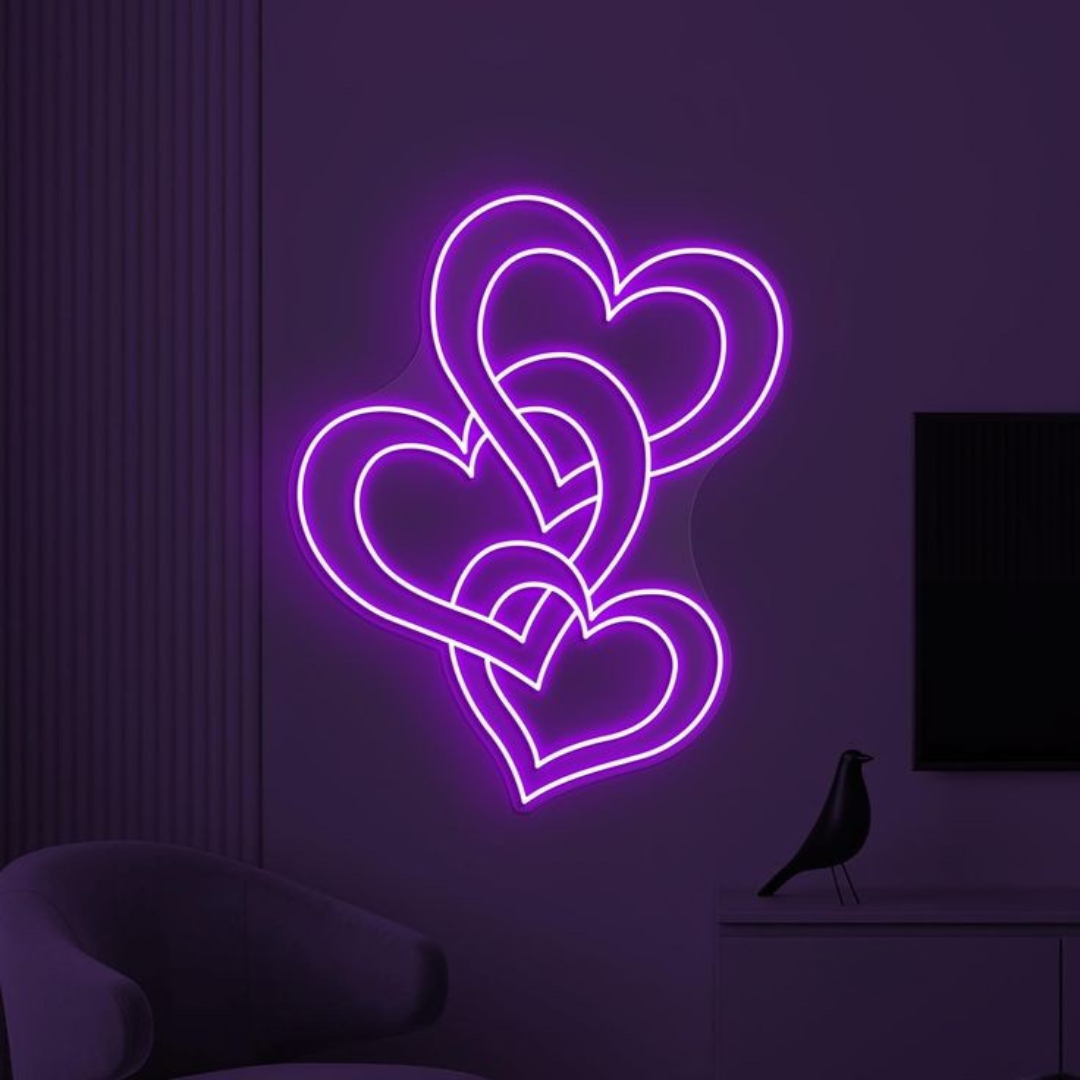 Three Hearts Love Valentine's Day Neon Sign by LEDNeons - symbolizing romance and togetherness