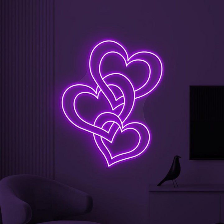 Three Hearts Love Valentine's Day Neon Sign by LEDNeons - symbolizing romance and togetherness