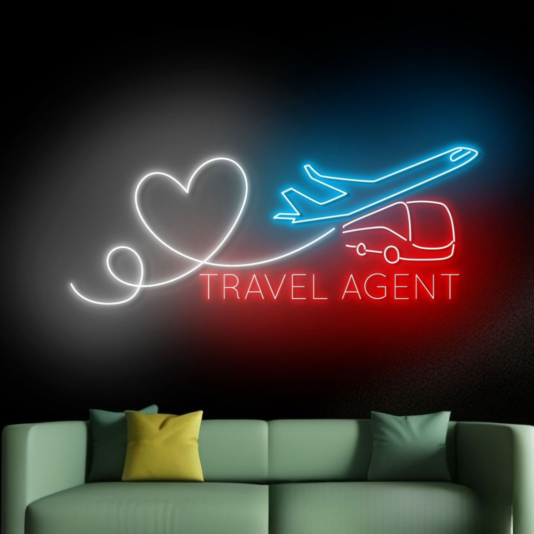 Travel Agent Business Neon Sign by LEDNeons - Make Your Tavel Agency bright and attracting with this glowing neon sign 