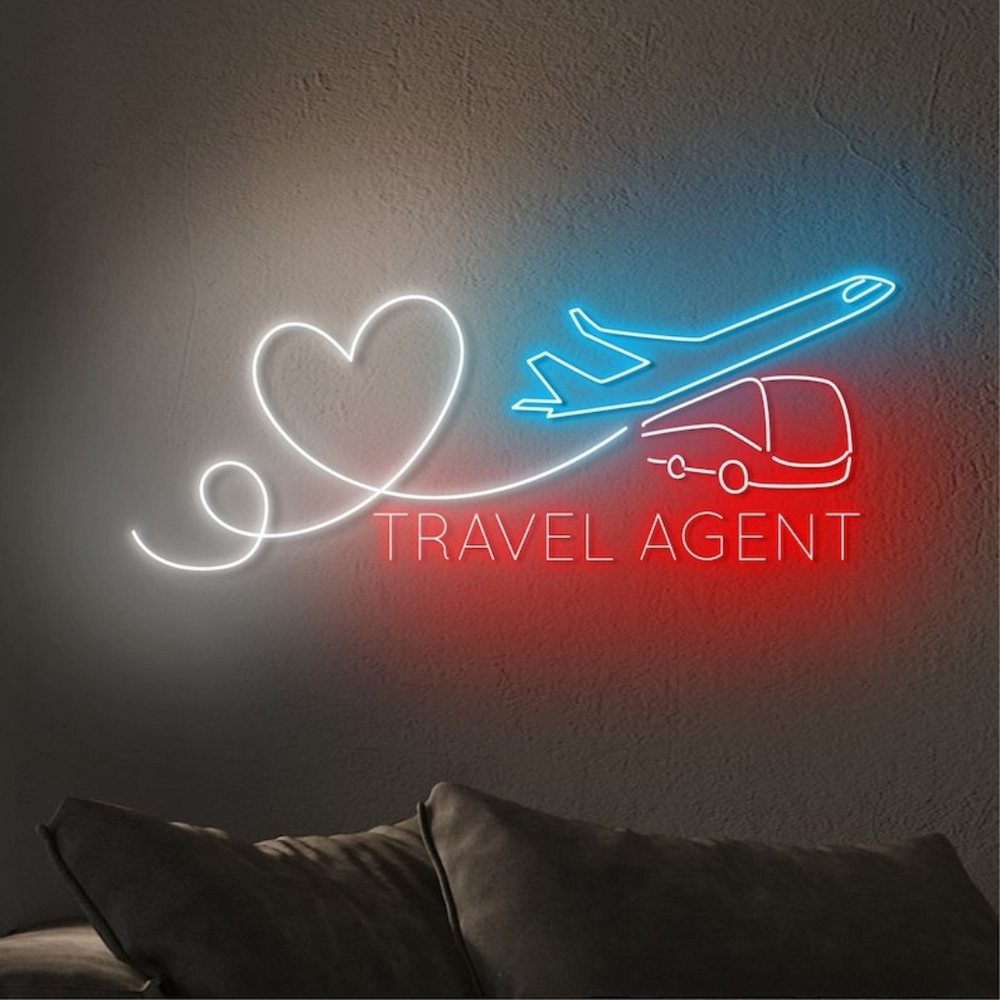 Travel Agent Business Neon Sign by LEDNeons - Make Your Tavel Agency bright and attracting with this glowing neon sign 