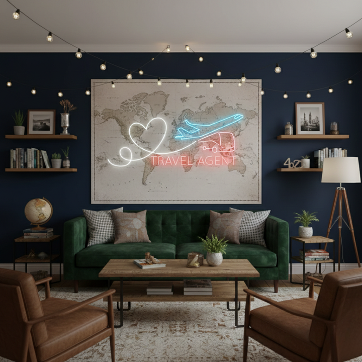 Travel Agent Business Neon Sign by LEDNeons - Make Your Tavel Agency bright and attracting with this glowing neon sign 
