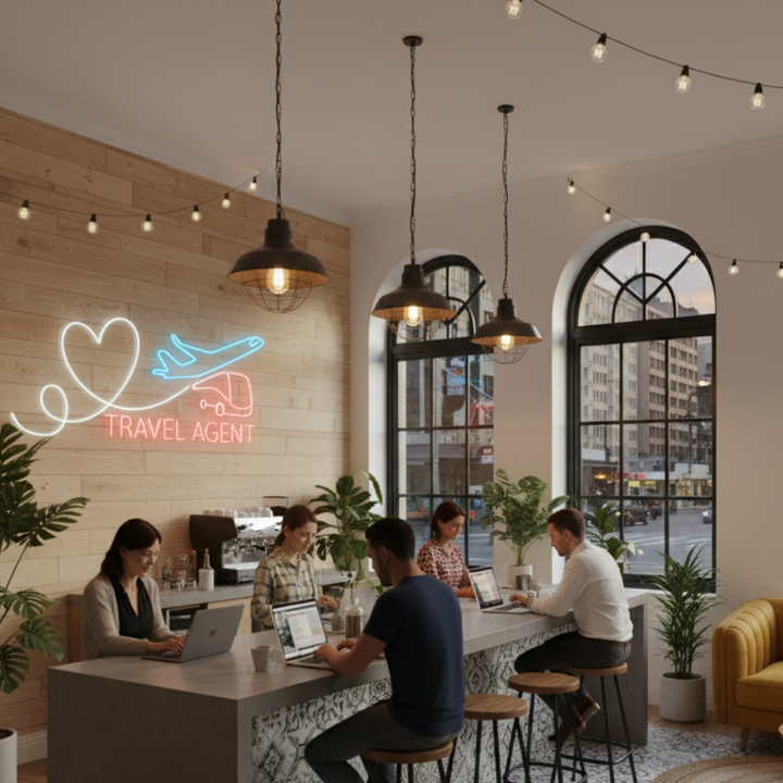 Travel Agent Business Neon Sign by LEDNeons - Make Your Tavel Agency bright and attracting with this glowing neon sign 