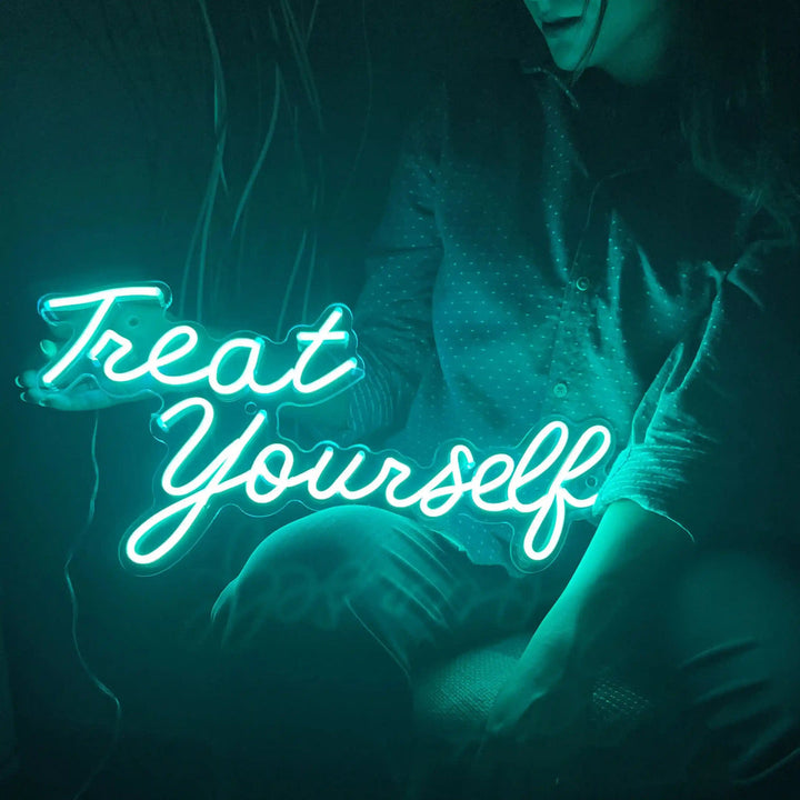 Treat Yourself LED Neon Sign by LEDNeons - ice Blue 