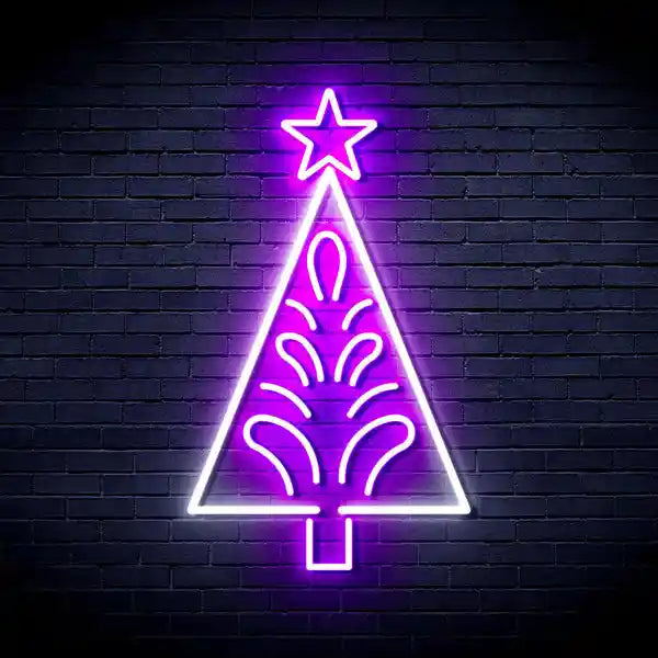 Triangle Tree with a Star Merry Christmas Neon Sign by  LEDNeon's  - Brighten your space with this festive neon sign featuring a star-topped tree.