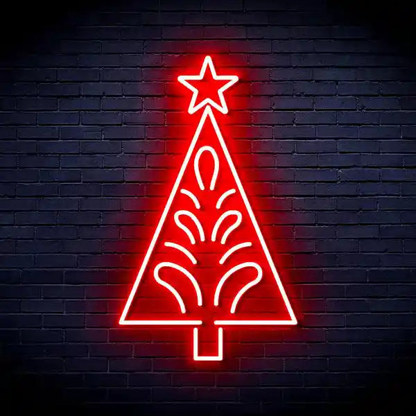 Triangle Tree with a Star Merry Christmas Neon Sign by  LEDNeon's  - Brighten your space with this festive neon sign featuring a star-topped tree.