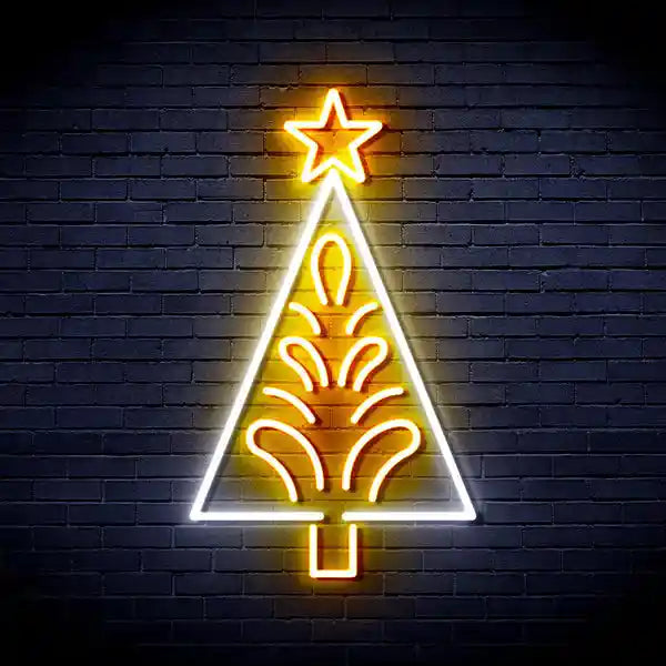 Triangle Tree with a Star Merry Christmas Neon Sign by  LEDNeon's  - Brighten your space with this festive neon sign featuring a star-topped tree.