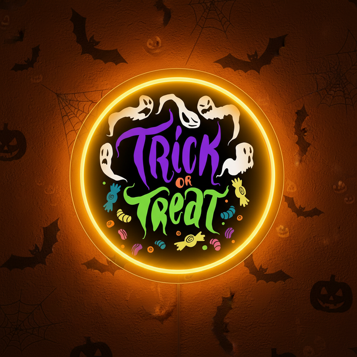 Trick Or Treat Halloween LED Neon Sign by LEDNeons - casting a fun and spooky glow for Halloween night.