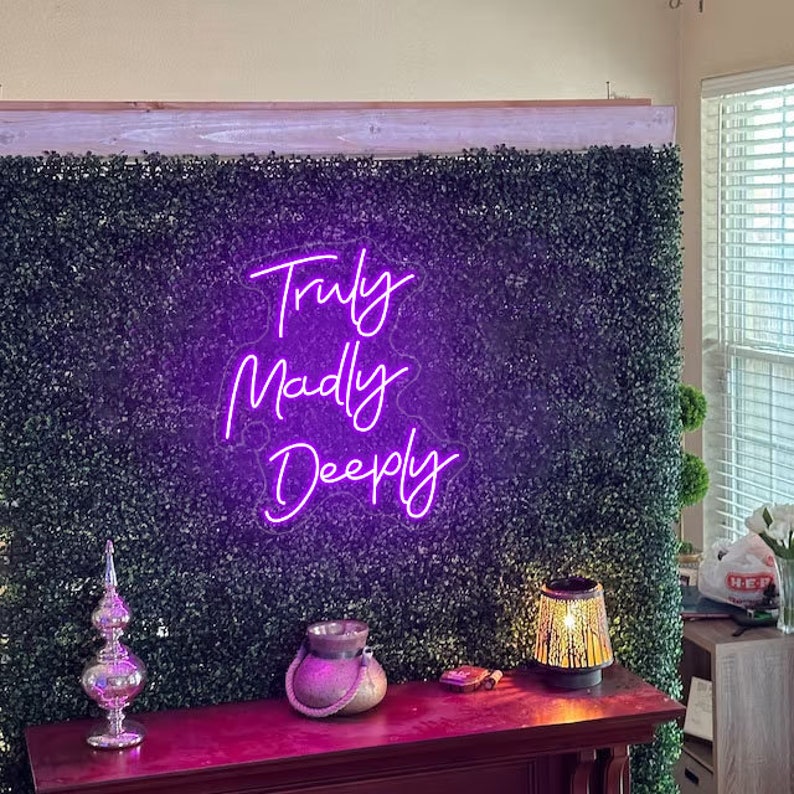 Truly, Madly, Deeply Wedding LED Neon Sign by LEDNeons - Purple 