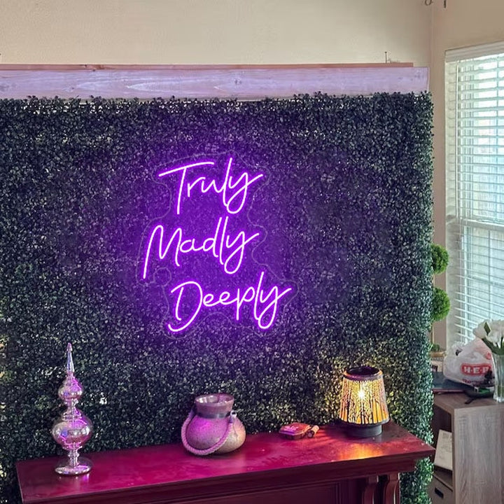 Truly, Madly, Deeply Wedding LED Neon Sign by LEDNeons - Purple 