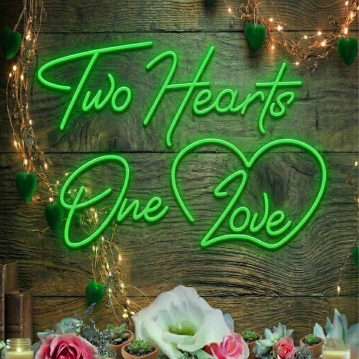 Two Hearts One Love Valentine's Day Neon Sign by LEDNeons 