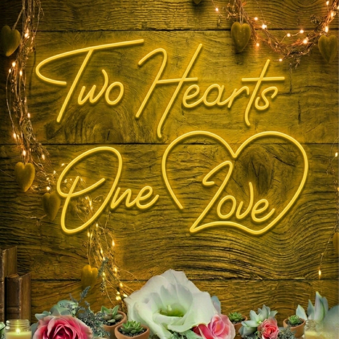 Two Hearts One Love Valentine's Day Neon Sign by LEDNeons 