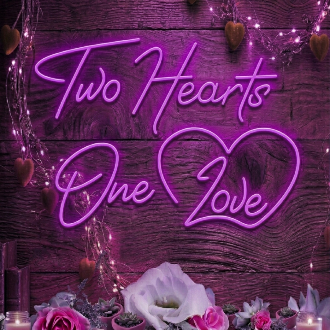 Two Hearts One Love Valentine's Day Neon Sign by LEDNeons 