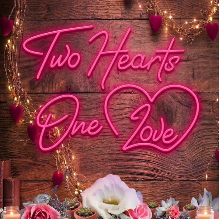 Two Hearts One Love Valentine's Day Neon Sign by LEDNeons 