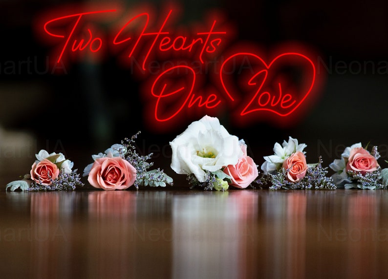 Two heart one love Wedding Neon Sign  by LEDNeons - Red 