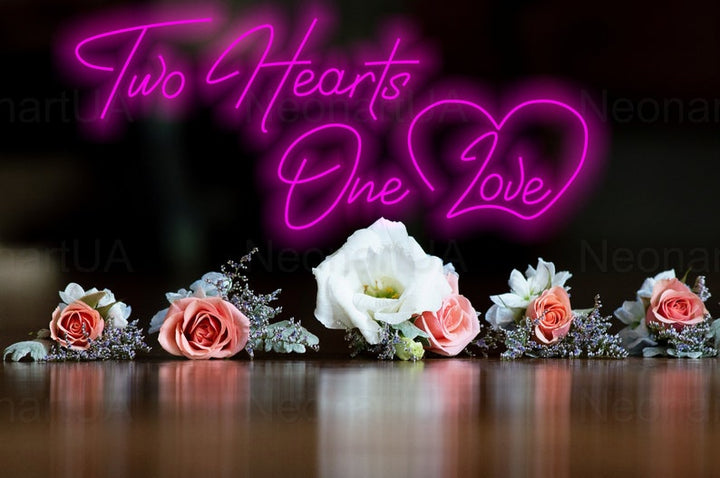 Two heart one love Wedding Neon Sign  by LEDNeons