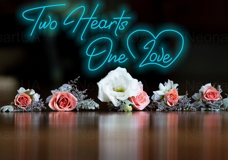 Two heart one love Wedding Neon Sign  by LEDNeons