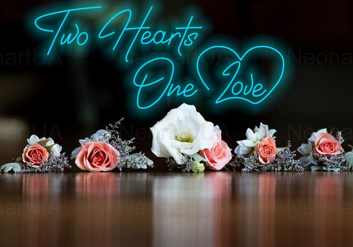 Two heart one love Wedding Neon Sign  by LEDNeons