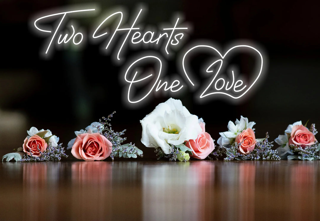 Two heart one love Wedding Neon Sign Neon Sign by LEDNeons - Cool white 