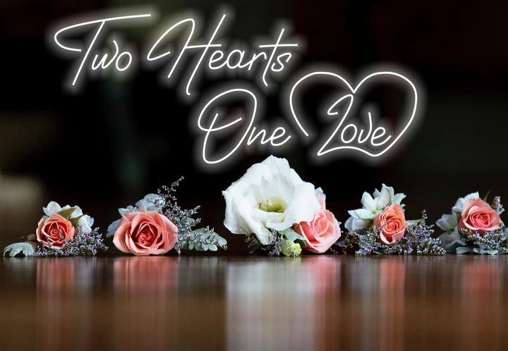 Two heart one love Wedding Neon Sign Neon Sign by LEDNeons - Cool white 