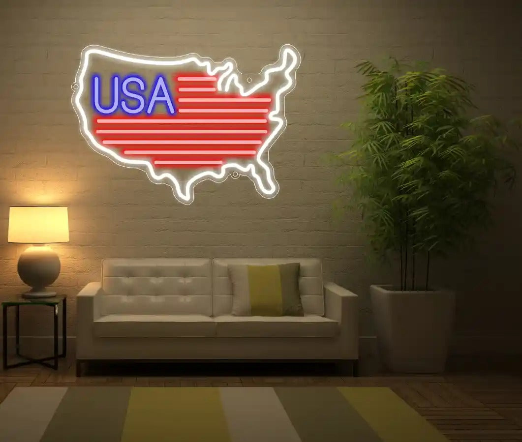 USA Map Neon Sign for Home by LedNeons.com
