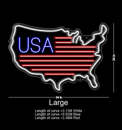 USA Map Neon Sign for Home by LedNeons.com - Large