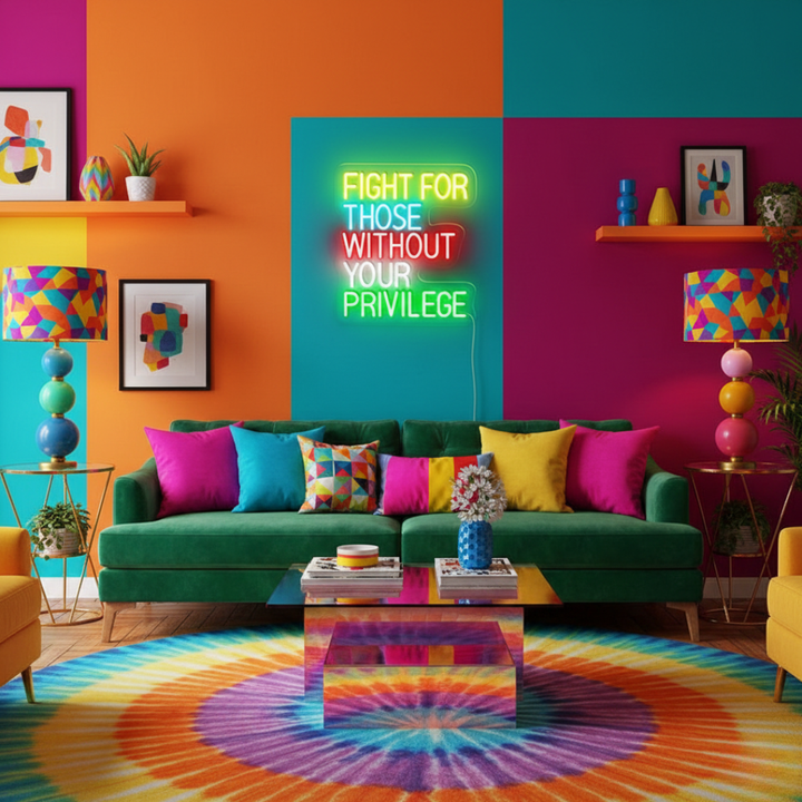 Fight For Those Without Your Privilege empowering LED Neon Sign by LEDNeons, inspirational wall light promoting equality and compassion.