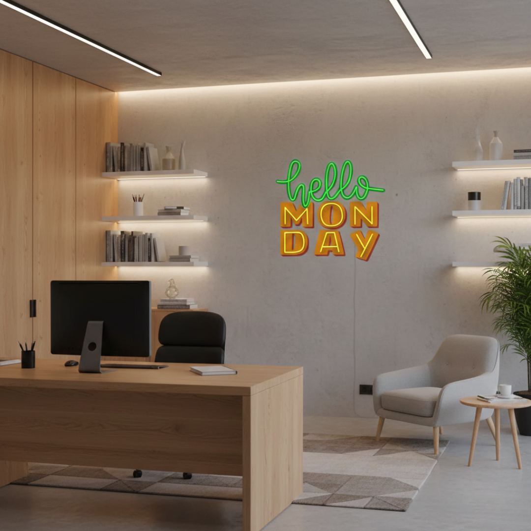 Hello Monday UV Art LED Neon Sign
