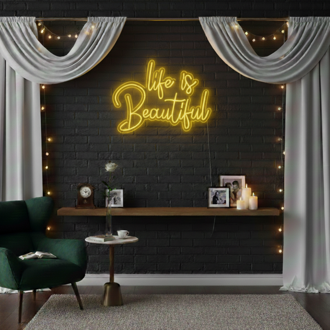 Life is Beautiful Valentine's Day Neon Sign