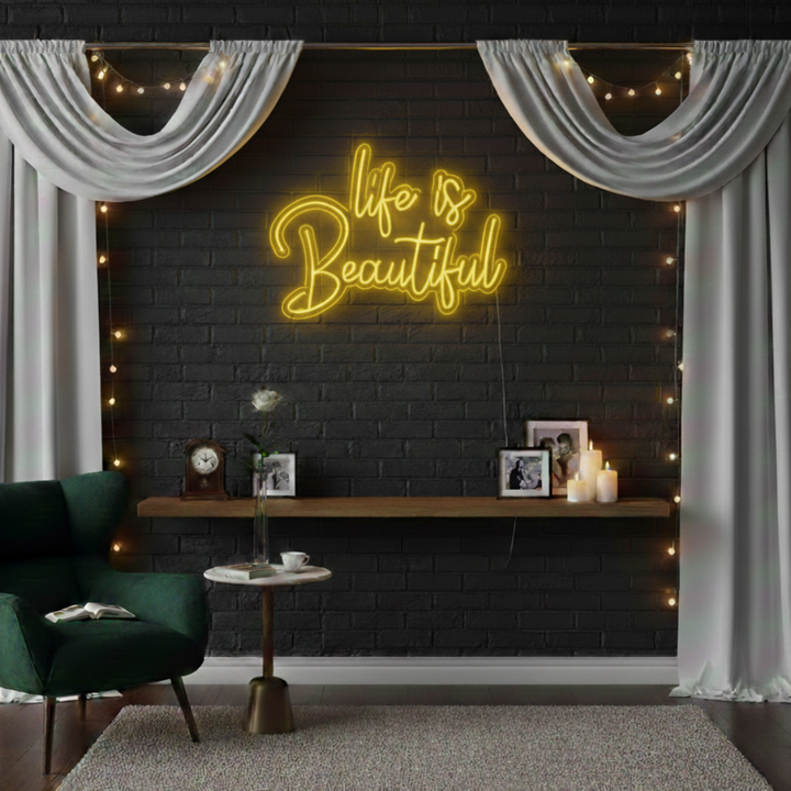 Life is Beautiful Valentine's Day Neon Sign