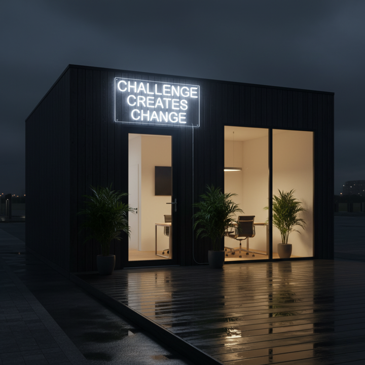 Challenges Creates Change Neon sign