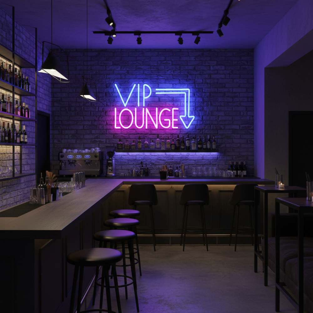 VIP Lounge" Neon sign by LEDNeons - Bright neon sign indicating an exclusive and luxurious area.