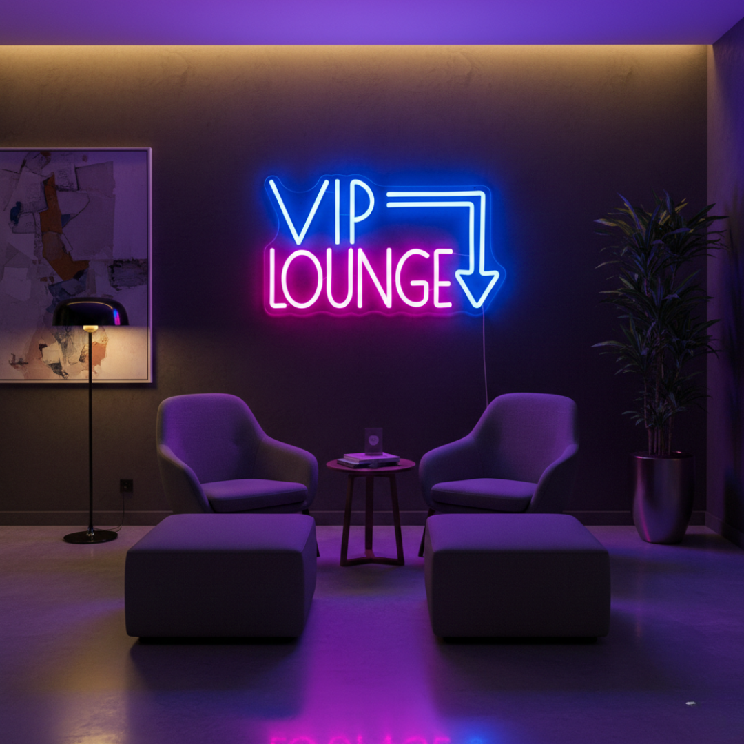 VIP Lounge" Neon sign by LEDNeons - Bright neon sign indicating an exclusive and luxurious area.