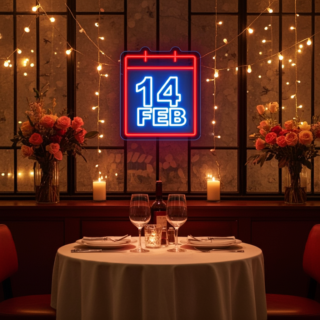 Valentine's Day Date Neon Sign by LEDNeons – Celebrate love with this charming neon design.