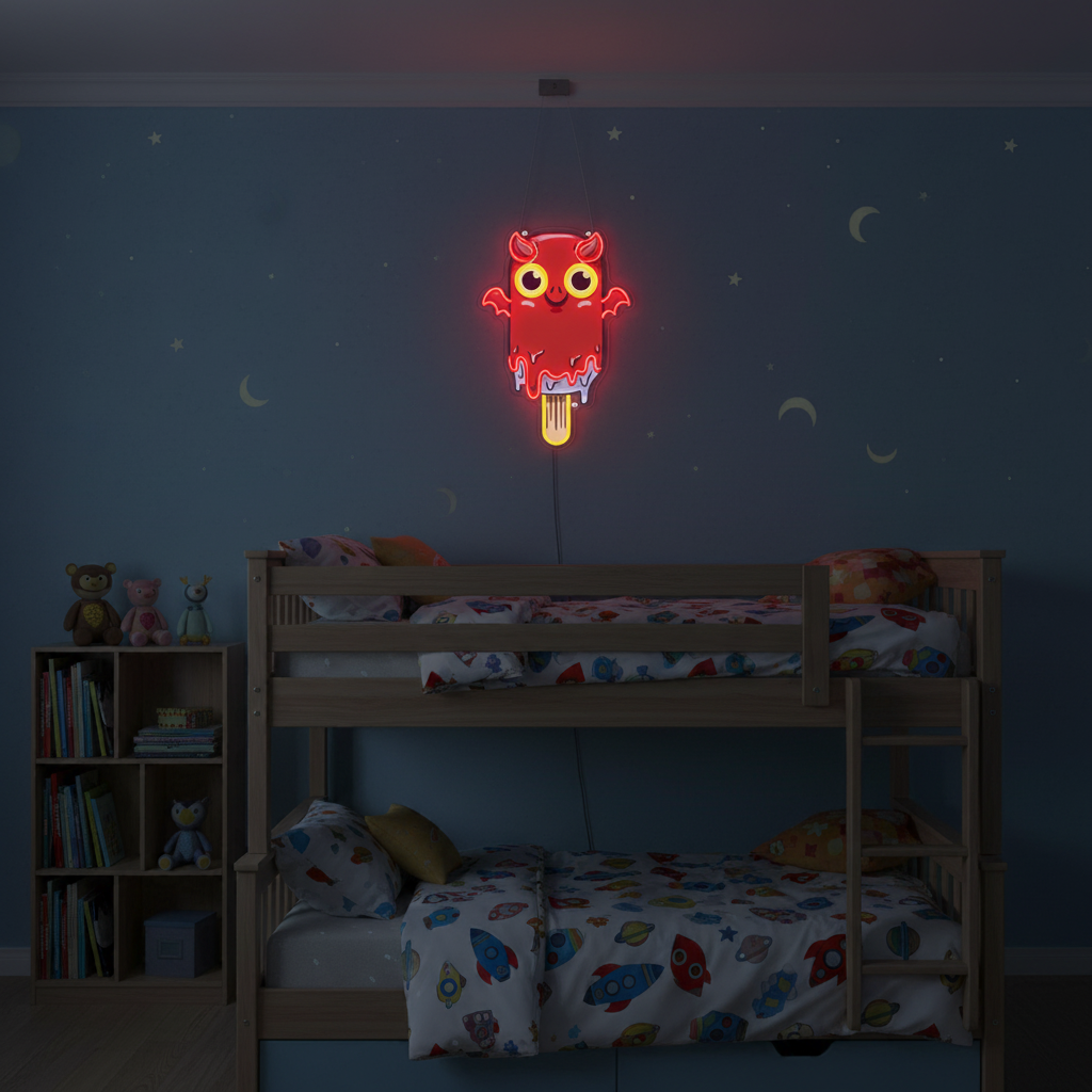 Vampire Ice Cream UV Art LED Neon Sign  by LEDNeons - illuminated in vibrant UV colors for a spooky, playful touch.