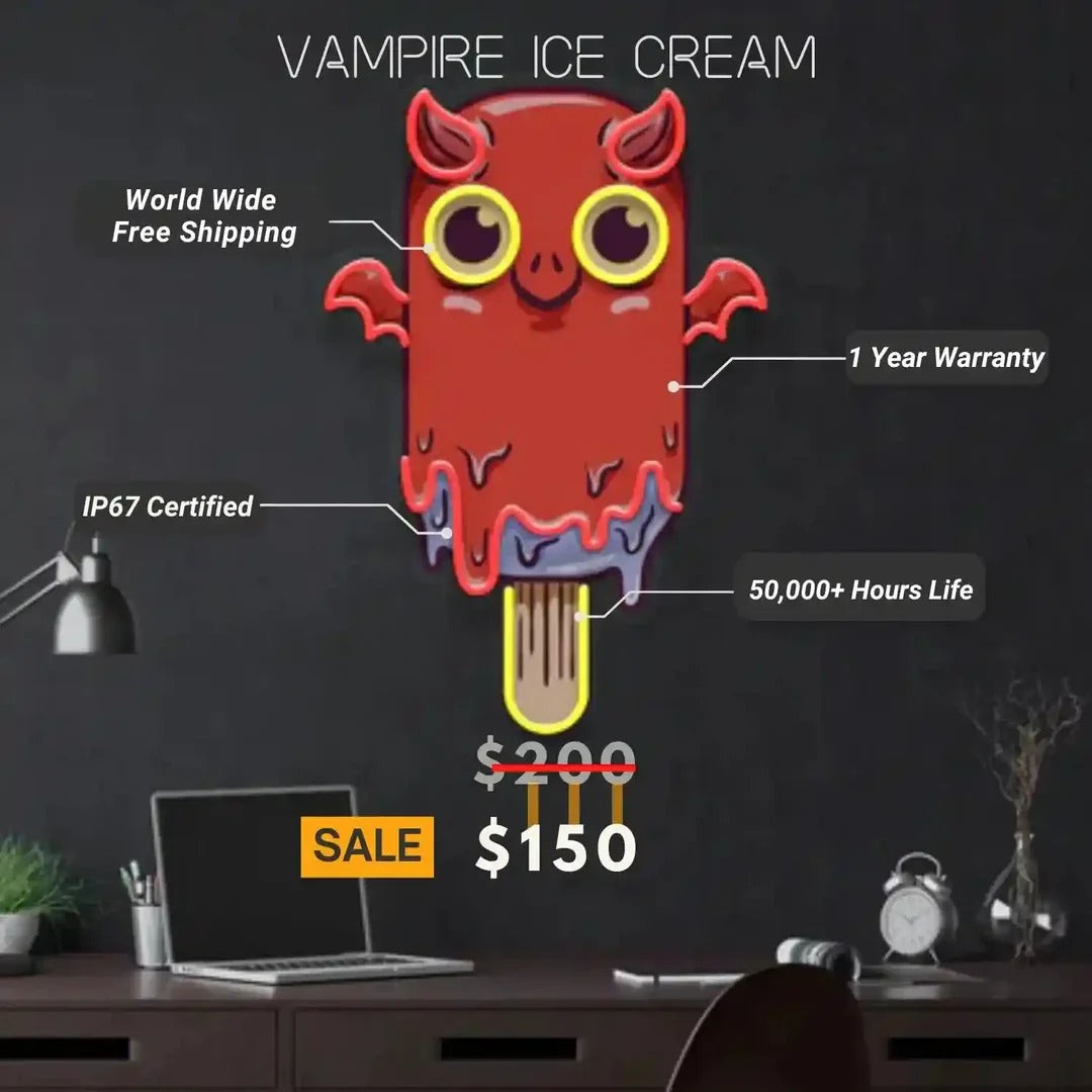 Vampire Ice Cream UV Art LED Neon Sign by LEDNeons - Specification