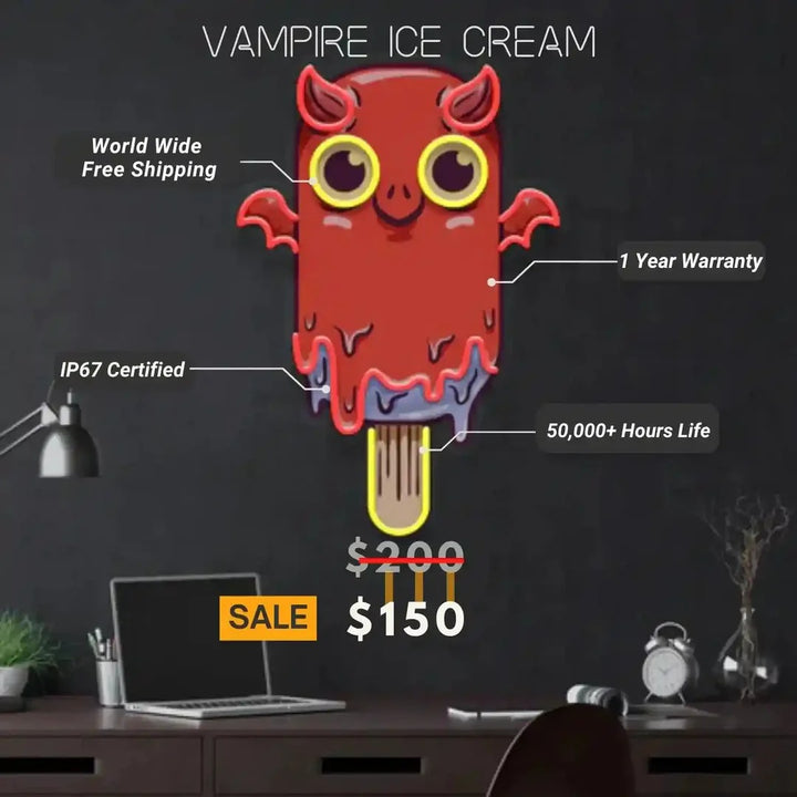 Vampire Ice Cream UV Art LED Neon Sign by LEDNeons - Specification