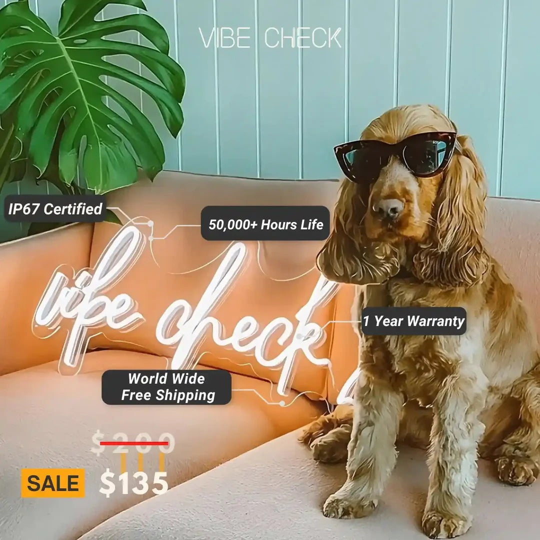 Vibe Check Trendy LED Neon Sign by LEDNeons - Specification
