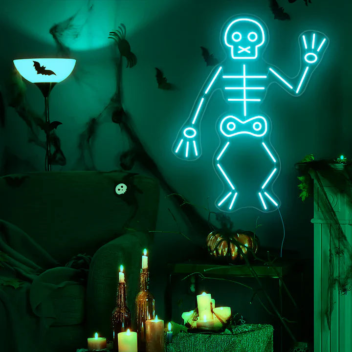 Waving skeleton Halloween LED Neon Sign by LEDNeon's - Transform your space with Halloween LED Neon Sign