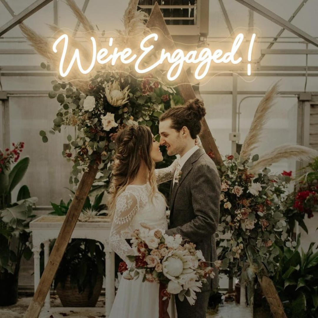 We're Engaged Wedding LED Neon Sign by LEDNeons - Warm White 