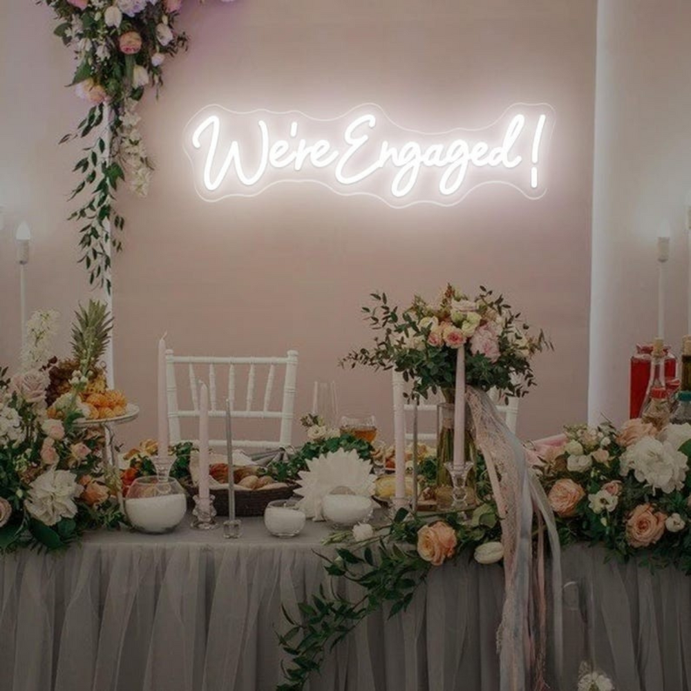 We're Engaged Wedding LED Neon Sign by LEDNeons -  Cool White